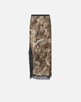 Gonna midi camouflage con pizzo e spacco -  | Pinko