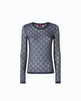 Pullover aus Stretch-Spitze mit Logo-Muster Love Birds -  | Pinko
