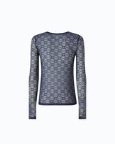 Pullover aus Stretch-Spitze mit Logo-Muster Love Birds -  | Pinko