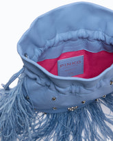 PINKO Galleria small crossbody pouch bag in nappa leather with feathers and studs -  | Pinko