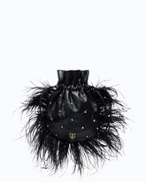 Borsa pouch a tracolla piccola in nappa con piume e borchie PINKO Galleria -  | Pinko
