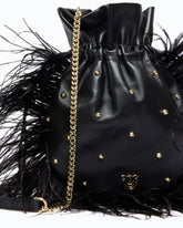 Borsa pouch a tracolla piccola in nappa con piume e borchie PINKO Galleria -  | Pinko