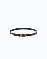 Leather belt with rhinestones, 1.5 cm - Dark Red | Pinko
