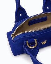 Τσαντάκι Nano Escape Bag από σουέτ με λουλούδι - Σκούρο μπλε | Pinko
