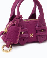 Nano Escape Bag in suede with flower - Pink | Pinko