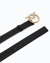 Ledergürtel mit Schmuckschnalle Love Birds, 2,5 cm breit - Schwarz | Pinko