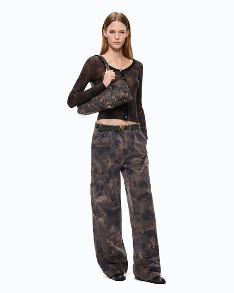 Pantaloni in cotone con motivo camouflage floreale