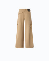 Gabardine cargo trousers with asymmetric pockets - Beige | Pinko