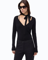 Maglia in lana con pizzo e fusciacca - Nero | Pinko
