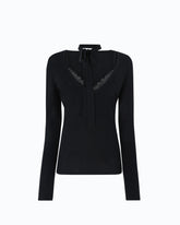 Maglia in lana con pizzo e fusciacca - Nero | Pinko