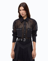 Bluse aus Spitze mit Brusttaschen - Schwarz | Pinko