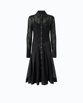 Abito midi chemisier in pizzo con inserti - Nero | Pinko