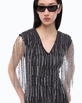 Robe longue à cristaux et paillettes - Noir | Pinko