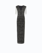 Robe longue à cristaux et paillettes - Noir | Pinko