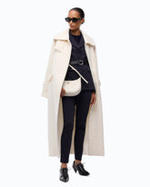 Fully rhinestoned long wool coat -  | Pinko