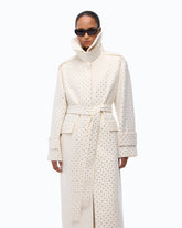 Fully rhinestoned long wool coat -  | Pinko
