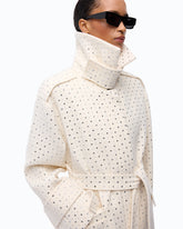 Fully rhinestoned long wool coat -  | Pinko