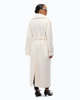 Fully rhinestoned long wool coat -  | Pinko