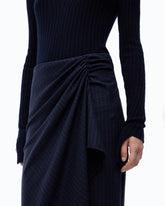 Wool midi dress with pinstriped skirt -  | Pinko