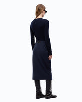 Wool midi dress with pinstriped skirt -  | Pinko