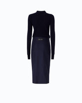 Wool midi dress with pinstriped skirt -  | Pinko