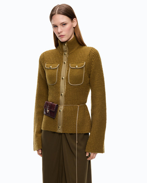 Cardigan a coste con tasche