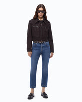 Giubbino cropped effetto pelle nabuk - Marrone | Pinko