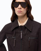 Giubbino cropped effetto pelle nabuk - Marrone | Pinko