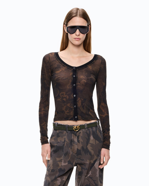Cardigan con stampa camouflage floreale