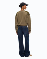 Cotton sweatshirt with rhinestones on the shoulders -  | Pinko