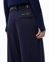 Wide-leg jersey flannel trousers - Blue | Pinko