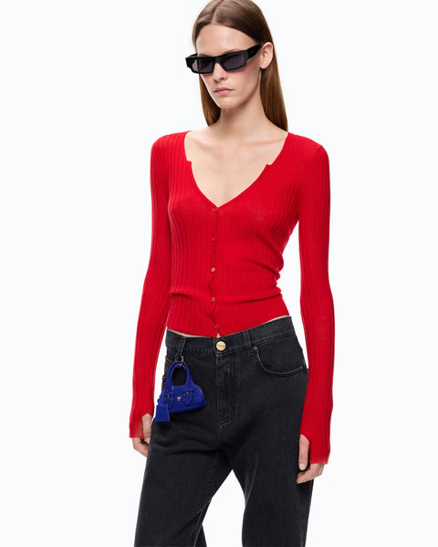 Cardigan a coste con bottoni