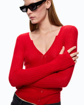 Ribbed cardigan with buttons -  | Pinko