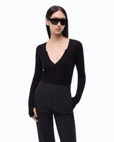 Cardigan côtelé boutonné - Noir | Pinko