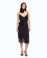Robe midi avec détails en dentelle - Bleu foncé | Pinko