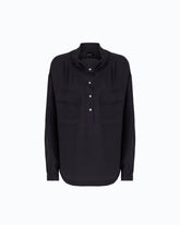 Blouse with pockets and buttons - Dark Blue | Pinko