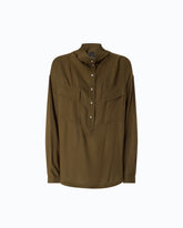 Blouse with pockets and buttons - Military Green | Pinko