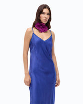 Robe nuisette longue en satin - Bleu | Pinko