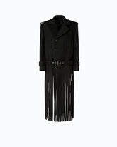 Coat in wool-blend cloth with fringing -  | Pinko