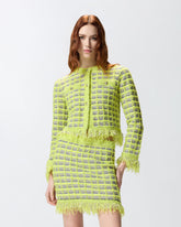 Cropped σακάκι από τουίντ ύφασμα και πλεκτό ύφασμα με ξέφτια -  | Pinko