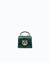 PINKO Galleria Micro Love Bag Top Handle handbag in crocodile-print leather with jewel buckle -  | Pinko
