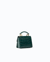PINKO Galleria Micro Love Bag Top Handle handbag in crocodile-print leather with jewel buckle -  | Pinko