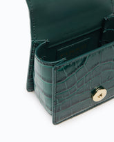 PINKO Galleria Micro Love Bag Top Handle handbag in crocodile-print leather with jewel buckle -  | Pinko