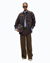 Overshirt in tela tecnica con stampa camouflage floreale - Multicolor Verde-Nero | Pinko