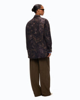 Overshirt in tela tecnica con stampa camouflage floreale - Multicolor Verde-Nero | Pinko