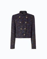 Giacca corta in tweed bouclé con bottoni metallici - Trasparente | Pinko