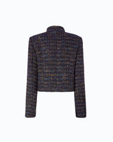 Giacca corta in tweed bouclé con bottoni metallici - Trasparente | Pinko