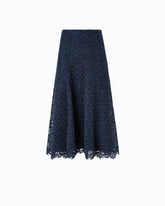 Jupe midi évasée en dentelle rebrodée - Bleu | Pinko