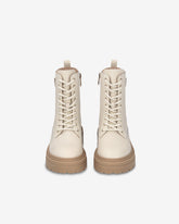 Anfibi in pelle con logo in metallo -  | Pinko