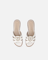 Ciabattine in pelle con logo Love Birds -  | Pinko